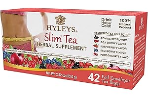 Hyleys Slim Tea 42 Ct Assorted - Weight Loss Herbal Supplement Cleanse and Detox - 42 Tea Bags (1 Pack)
