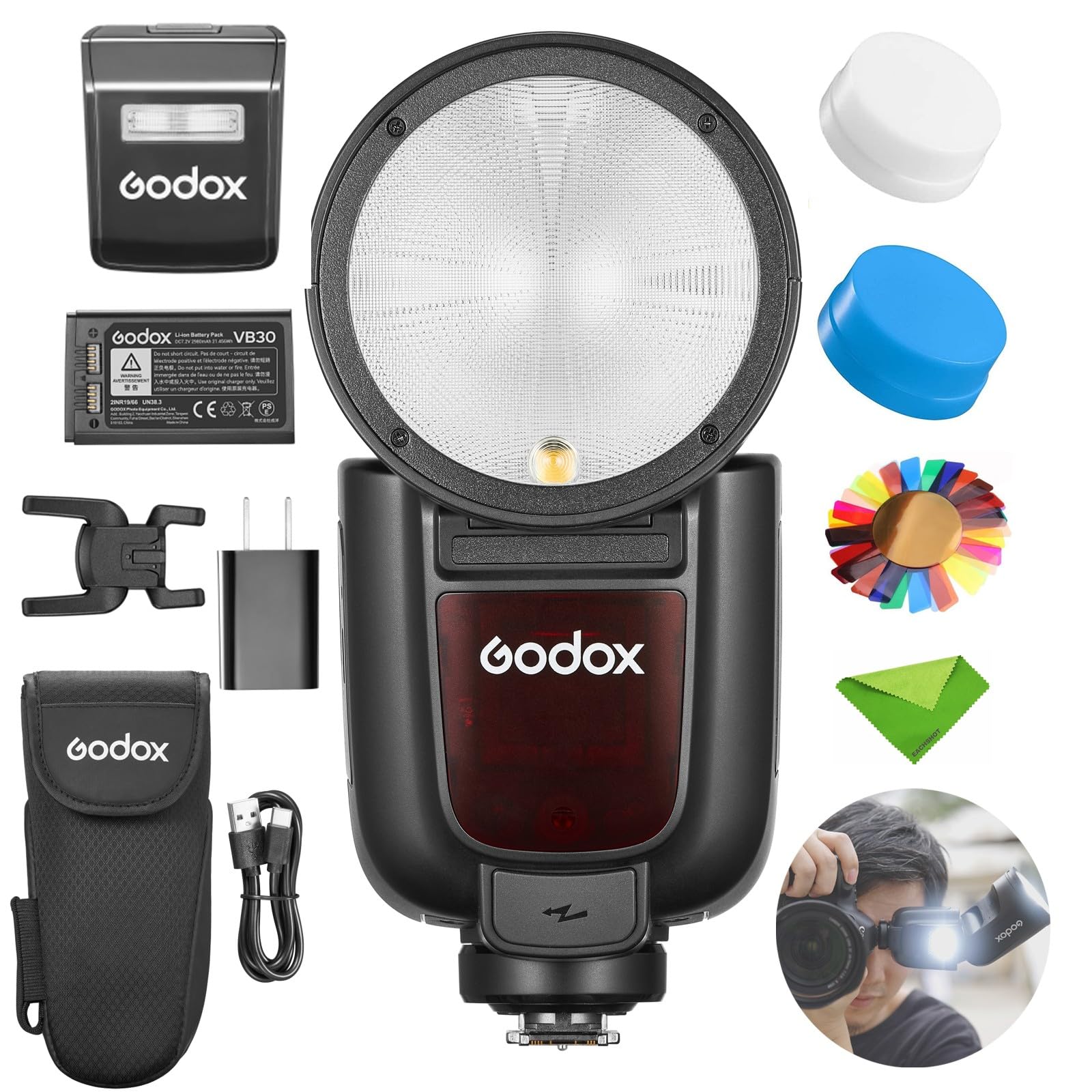 V1 V1Pro O Flash for Olympus Panasonic Camera TTL Speedlight, 1/8000 HSS 500 Full Power Flashes, 1.3s Recycle Time, 2.4G Wireless Flash with External Flash SU-1 (Godox V1-O Upgraded, V1Pro-O)