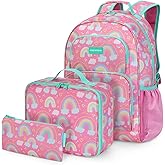 mommore Kids Backpack for Boys Girls 4-8 Kindergarten Elementary School Backpack with Lunch Box - 15” H Fit Folder
