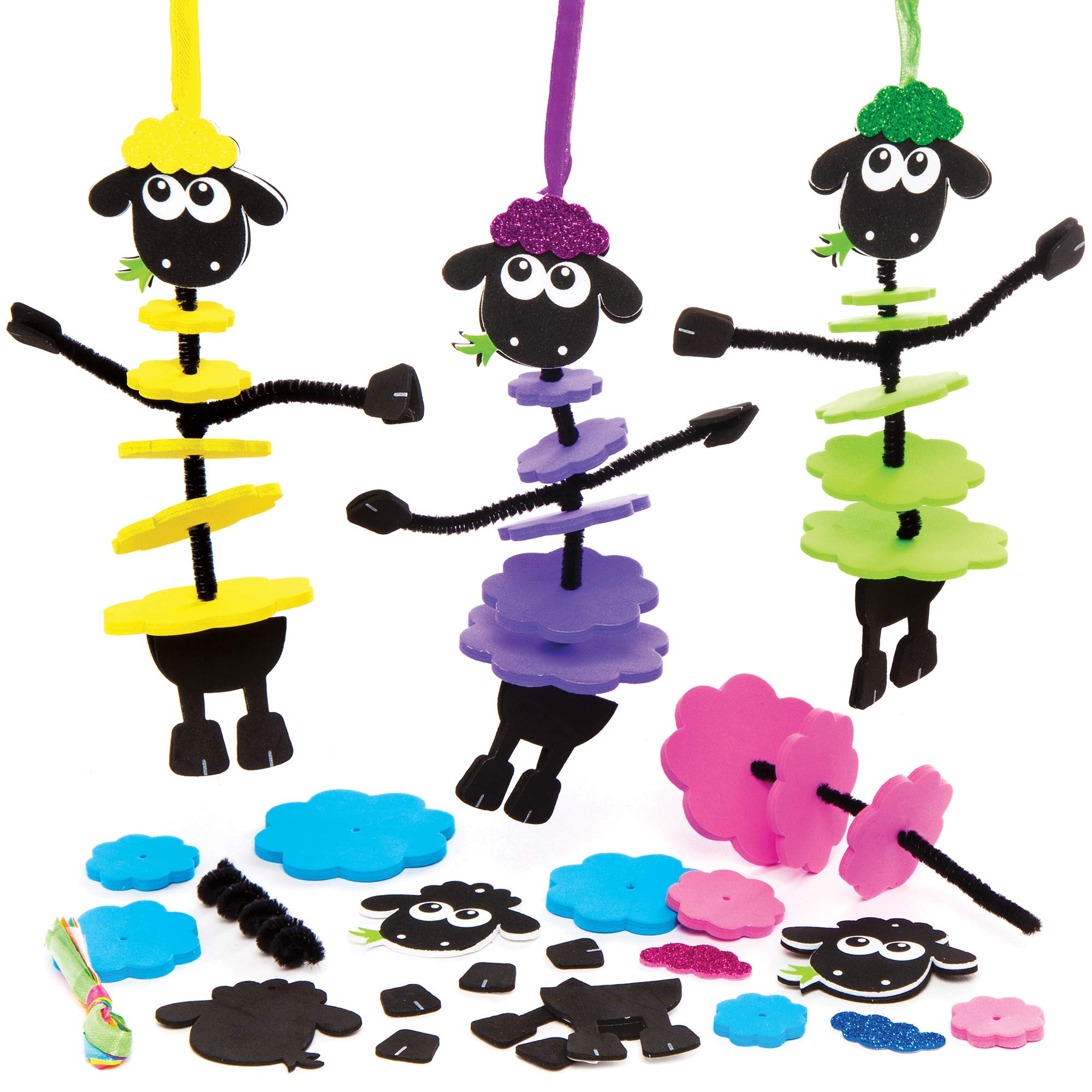 Baker Ross Fluffy Sheep Stackings - Pack of 6, Easter Crafts for Kids (AT464)