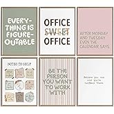 Office Inspirational Wall Art,Teamwork Motivational Wall Decor for Office,Workplace Canvas Wall Art Set of 6,Inspiring Quotes Poster Prints 8x10In Unframed