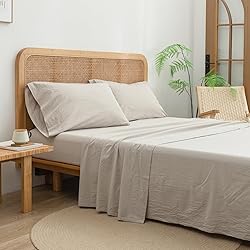 BESTOUCH Sheet Set 100% Washed Cotton Linen Feel