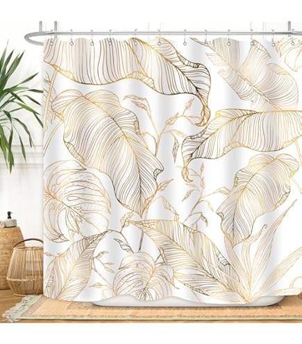 Omifly 72x84 Inch Blue & White Floral Shower Curtain - Waterproof Fabric With 12 Hooks, Botanical Rose Eucalyptus Bathroom Decor