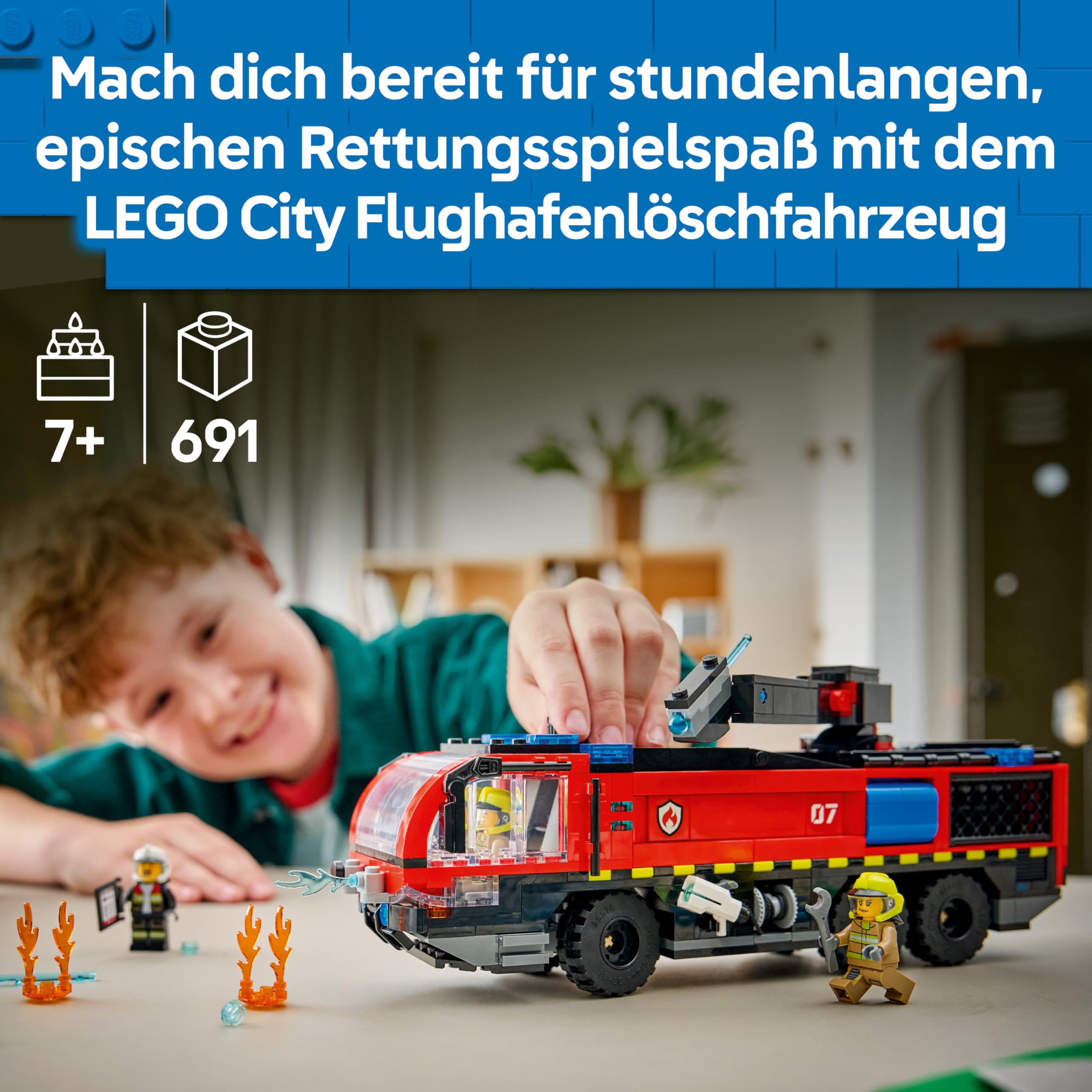 LEGO City Flughafenlöschfahrzeug - Spielzeug Einsatzfahrzeug - Modellbau mit 4 Feuerwehr Minifiguren - Geburtstagsgeschenk für Jungen ab 7 Jahren und Technikfans - 60499 2