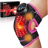 Red Light Therapy Knee Brace with Heated Vibration, Cordless Knee Massage, Rechargeable 660nm & 850nm Near Infrared Light Therapy Device for Knee/Elbow/Shoulder, Pink.