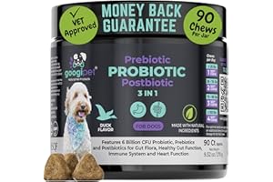 GOOGIPET NATURAL PET PRODUCTS Googipet Probiotics for Dogs Digestive Health - Prebiotics and Probiotics Chews for Dogs Gut Health + Digestive Enzymes - Dog Probiotics for Yeast Itchy Skin Itchy Ears w/Papaya, Pumpkin, & Fiber