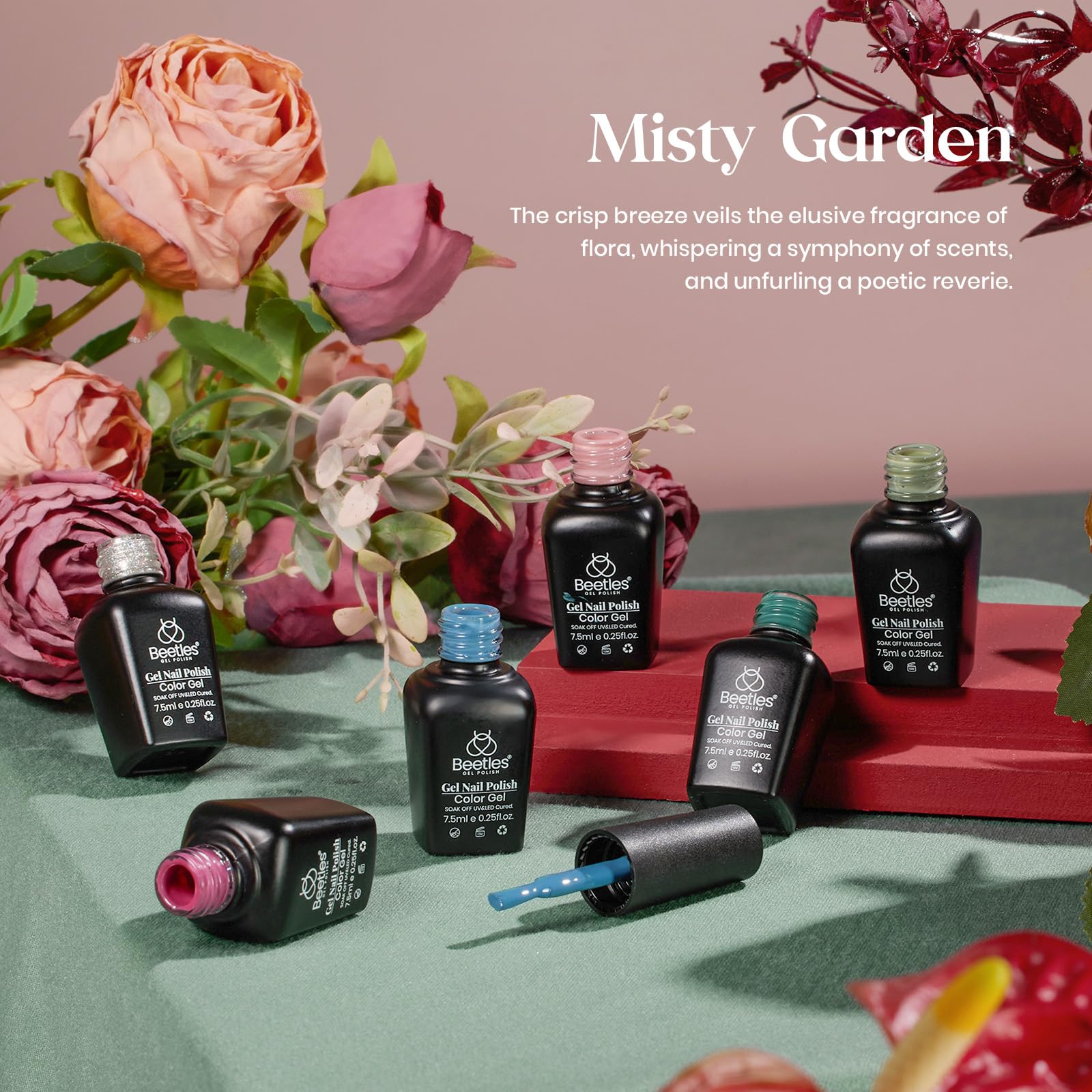 Beetles Gel Nail Polish Set 6 Colors Nude Green Blue Burgundy Purple Gel Nail Polish Kit Glitter Gel Nail Polish Soak Off Uv Lamp Salon Nail Art Design for Women - Image 2