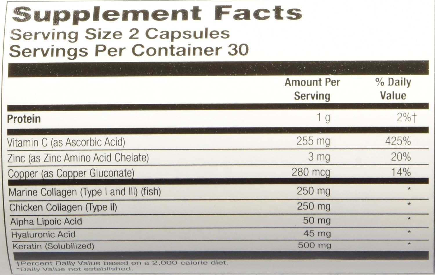 Solaray Collagen Keratin Type I, II, and III Capsules | 60 Count: Health & Personal Care