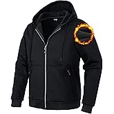 Pioneer Camp Zip Up Hoodie Men Fleece Lined with Zipper Pocket Heavyweight Hooded Sweatshirt Loose Fit Winter Active Jacket