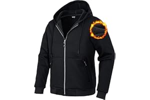 Pioneer Camp Zip Up Hoodie Men Fleece Lined with Zipper Pocket Heavyweight Hooded Sweatshirt Loose Fit Winter Active Jacket