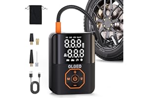 OLGEO Tire Inflator Portable Air Compressor,160PSI Tire Inflator for Car Tire, 4X Faster Air Compressor with Pressure Detection, Air Pump for Car Tires for Car Motor Bike Ball (Black)