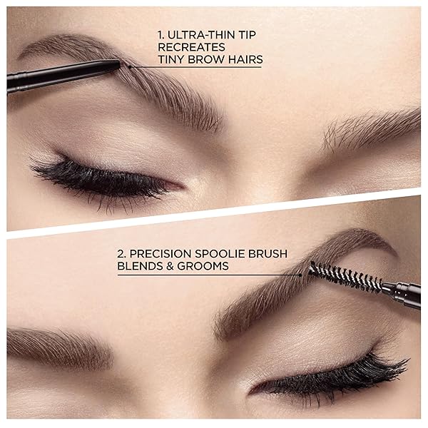 L’OREAL PARIS MAKEUP BROW STYLIST DEFINER WATERPROOF EYEBROW PENCIL, ULTRA-FINE MECHANICAL PENCIL, DRAWS TINY BROW HAIRS AND FILLS IN SPARSE AREAS AND GAPS, AUBURN, 0.003 OZ