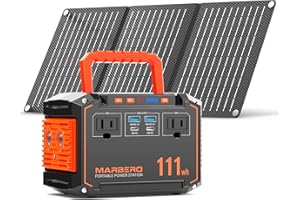 MARBERO 150W Peak Solar Generator with 30W Solar Panel 111Wh Camping Portable Power Station 110V Power Bank with AC Outlet(2*USB A, 2*USB C, 2*AC) for Outdoor Travel Home Blackout Emergency Hurricane
