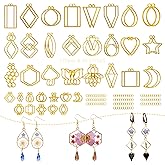 LET'S RESIN 172 pcs Open Bezels for Resin, 2 Size 36 Styles of Gold Hollow Frame Pendants Bezels with 100pcs Jump Rings, Unique Resin Bezels for Jewelry Making, Necklaces Earrings Making Supplies