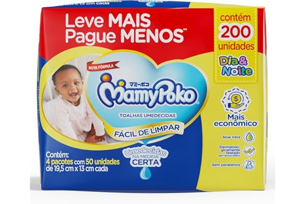 MamyPoko Lenços Umedecidos Dia&Noite 200 Unidades
