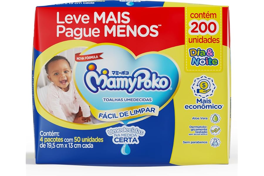 MamyPoko Lenços Umedecidos Dia&Noite 200 Unidades