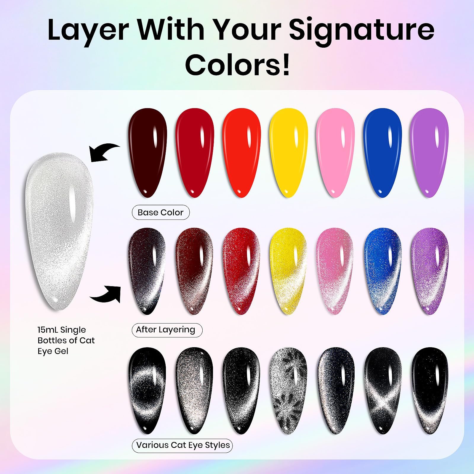 Beetles Cat Eye Gel Nail Polish 15ml Gel Polish Soak Off UV LED Nail Lamp 1 Color Silver Shimmer Velvet Gel Nail Polish Nail Art Manicure Salon DIY Home - Image 6