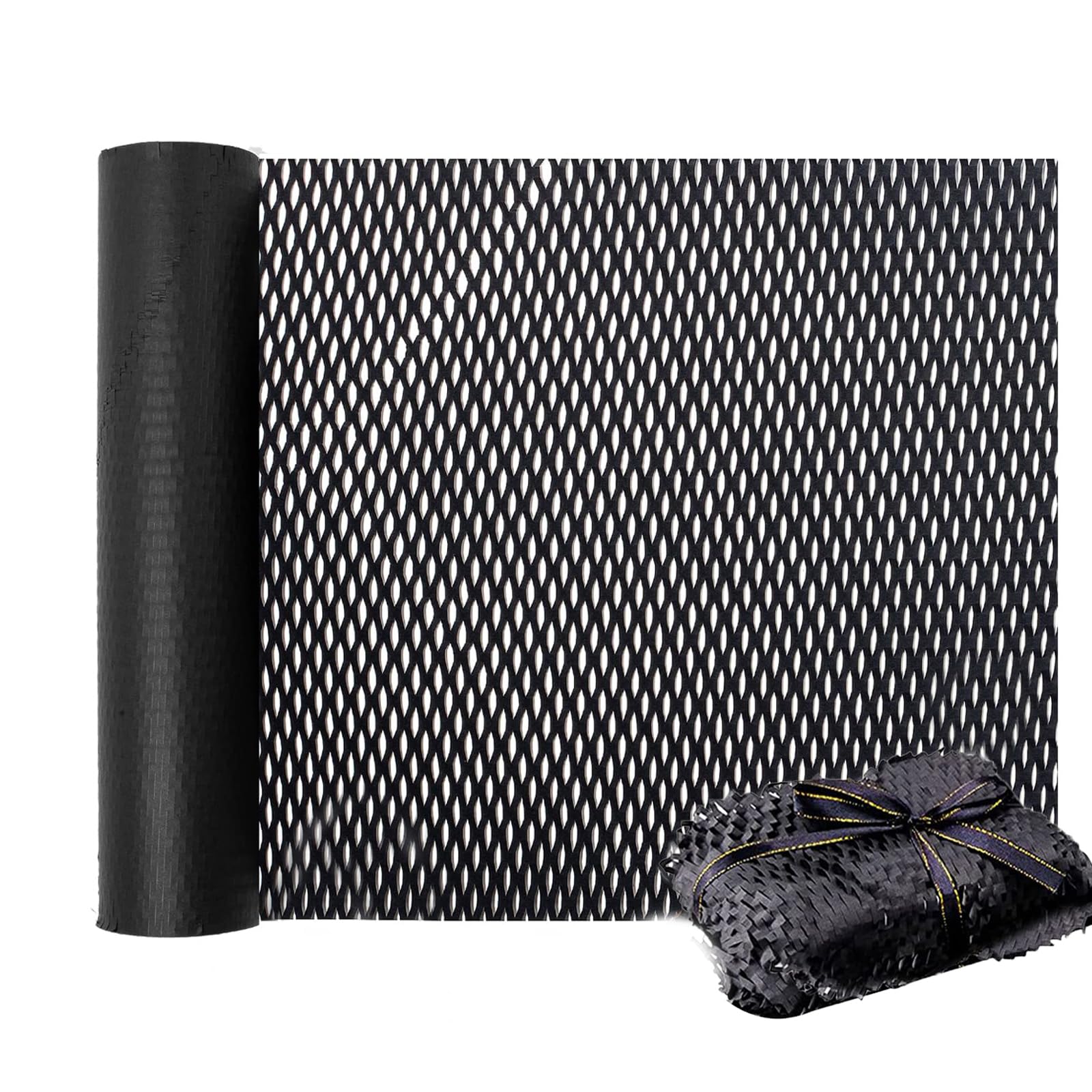 Honeycomb Packing Paper Cushioning Wrap - Alternative to Bubble Wrap, 30cm x 100m Eco-Friendly Perforated-Packing Paper for Moving, Shipping, and Packaging Breakables,Wrap Paper Roll Black