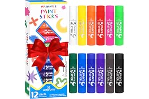 WINSONS Tempera Paint Sticks,12 Vibrant Colors Washable Paint Sticks For Kids, Quick Drying, Non-Toxic, Suitable for Paper, Wood, Canvas, and Fabric, Mess-Free Art Supplies