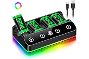 NinjaPlusOX Rechargeable Battery Packs Compatible with Xbox One/Series S/X Controller, 4 x 6200mWh Rechargeable Battery Pack with Charging Station and USB C Cable Charger 360 Consoles