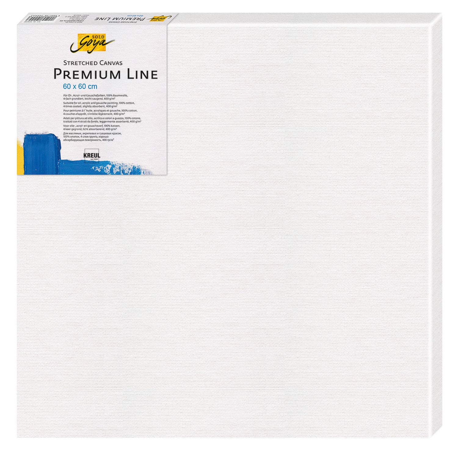 KREUL Solo Goya 506060 Stretched Canvas Premium Line 60 x 60 cm Premium Quality Cotton Canvas 4 Primed Ideal for Oil, Acrylic and Gouache Paints