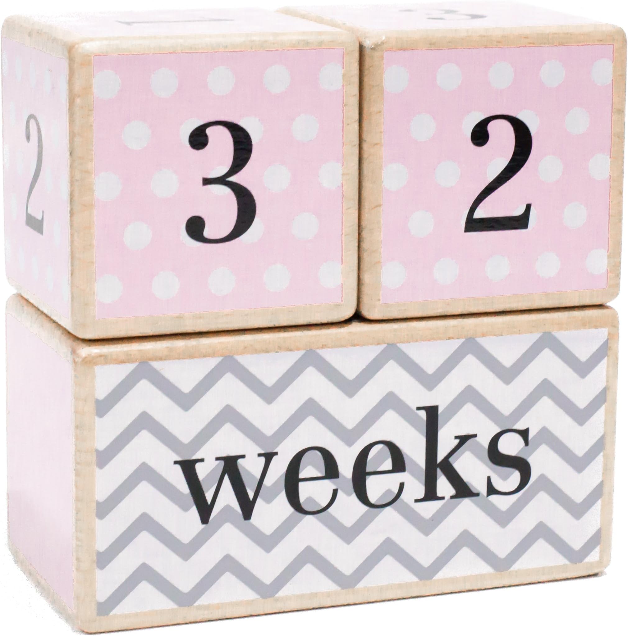 LovelySprouts Solid Wood Milestone Age Blocks Choose from 3 Different Color Styles (Pink) Baby Age Photo Blocks Perfect Baby Shower Gift and Keepsake by Lovelysprouts