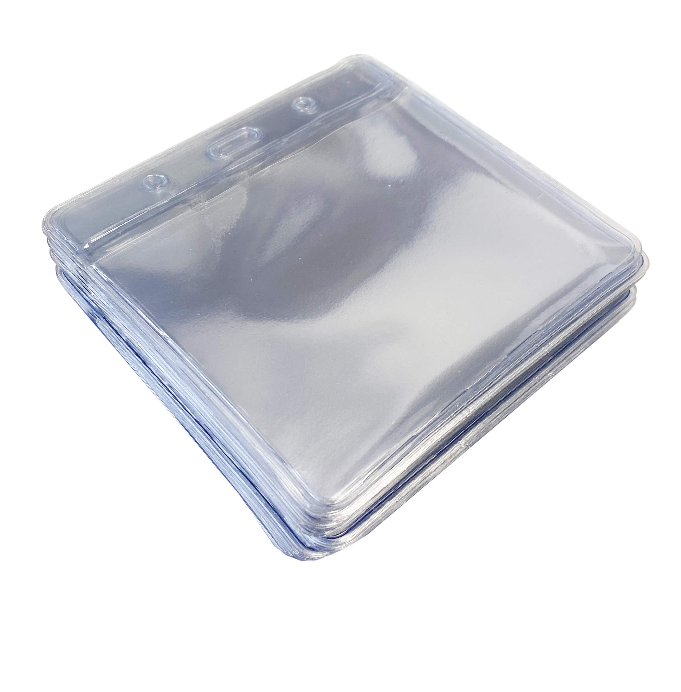 PCL Media ltd Clear Flexible Plastic ID Card Holder Pocket Wallet Large Insert Size (79 x 99mm) Pack of 25 Plastic Lanyard Card Holder Clear