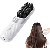 Cordless Hair Styling Brush 2-in-1 AI Smart Styler Fast Heat 30 Seconds USB Rechargeable Dual Power LCD Display Portable Travel Comb Includes Pouch (White)