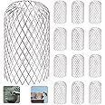 Noamus 12 Pack Gutter Downsport Guards, 3.5 Inch Expandable Aluminium Filter Strainer, Leaf Filter Rain Protector, Silver Cleaning Tools for Preventing Blockage Leaves Debris from Clogging Pipes