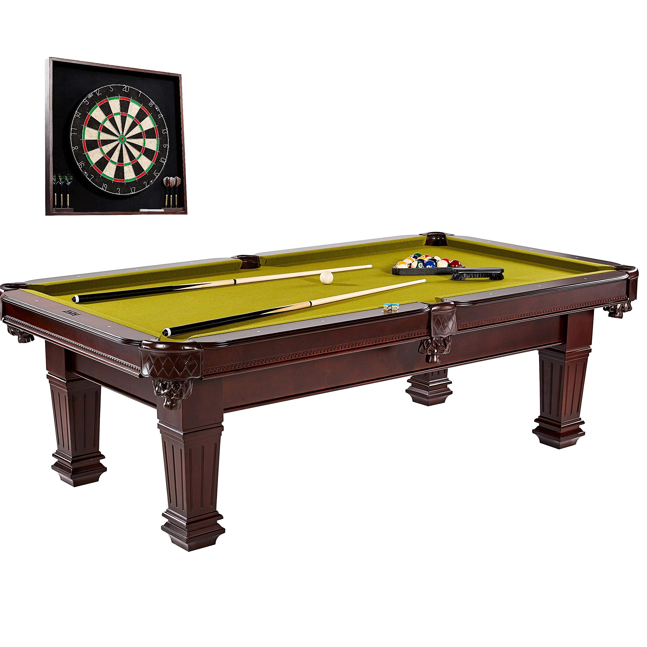 Barrington Hatherley Premium Billiard Pool Table, 100 Inch, with Dartboard Set - Wood Billiards, Pool, Snooker Game Tables and Darts Cabinet for Home, Bar, Rec Room - Durable and Professional Design