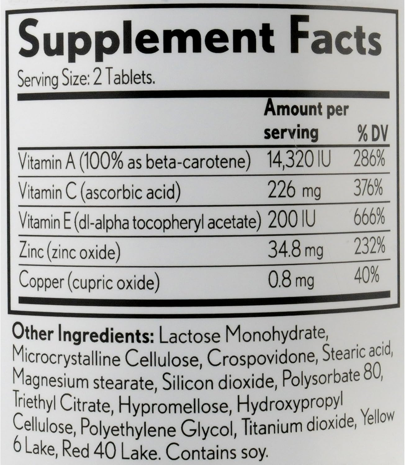 Bausch + Lomb PreserVision AREDS Eye Vitamin & Mineral Supplement Tablets, 240 Count Bottle: Health & Personal Care