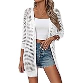 Zeagoo Women's 2026 Summer Crochet Lightweight Cardigan Short Sleeve Boho Kimono Oversized Open Front Sweater Tops