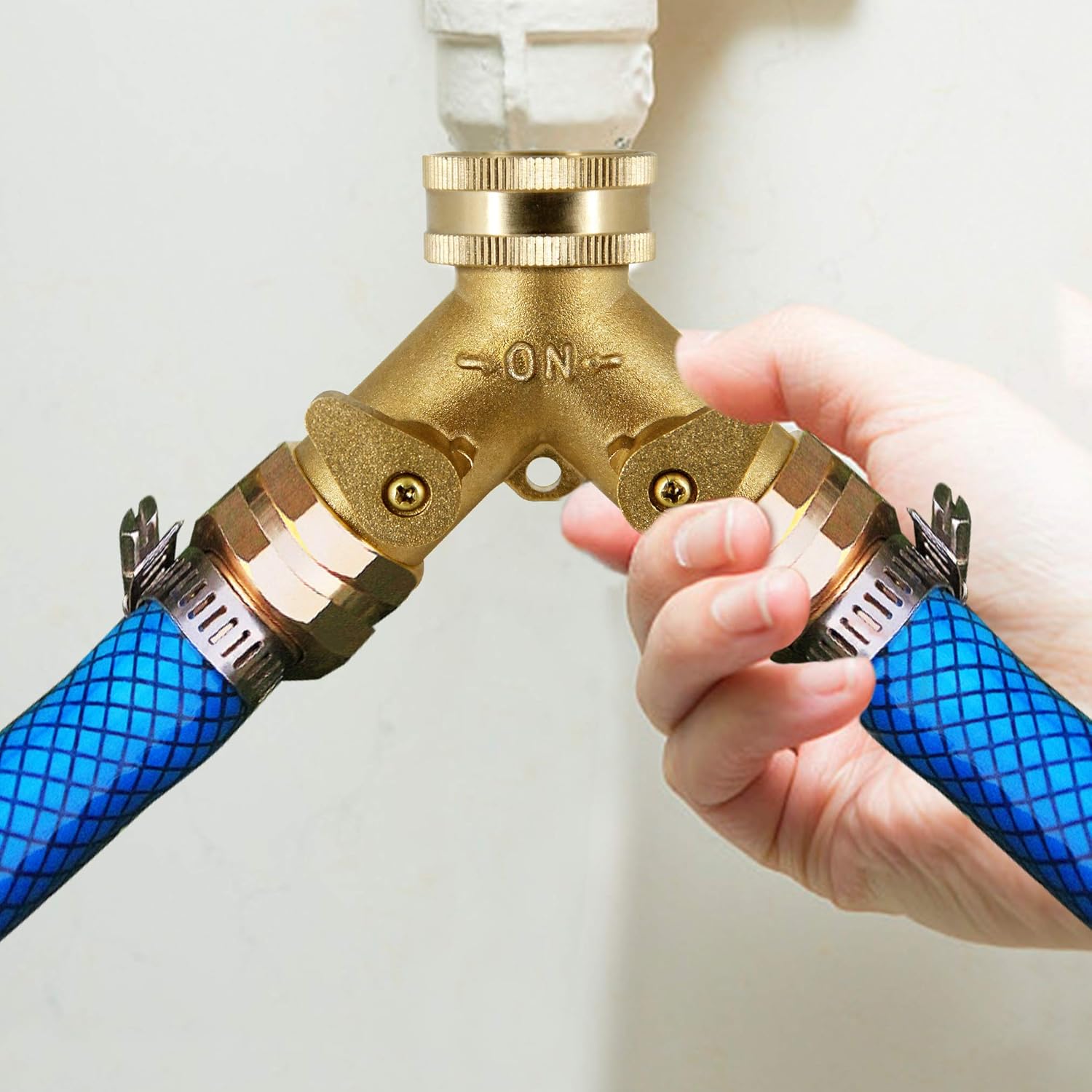 ATDAWN 2 Way Brass Hose Splitter, 3/4" Brass Hose Connectors, Y Connector Garden Hose Adapter : Garden & Outdoor