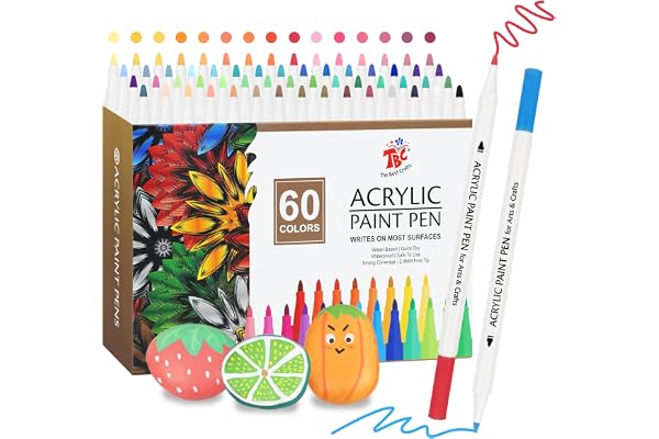 TBC The Best Crafts Acrylic Paint Pen -60 Color waterproof, non-toxic, odorless, suitable for paper, pottery, stones, backpac