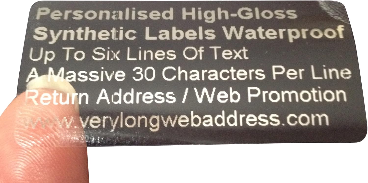 100 CLEAR GLOSS personalised MINI LABELS Metallic Silver Print Amazon.co.uk Office Products