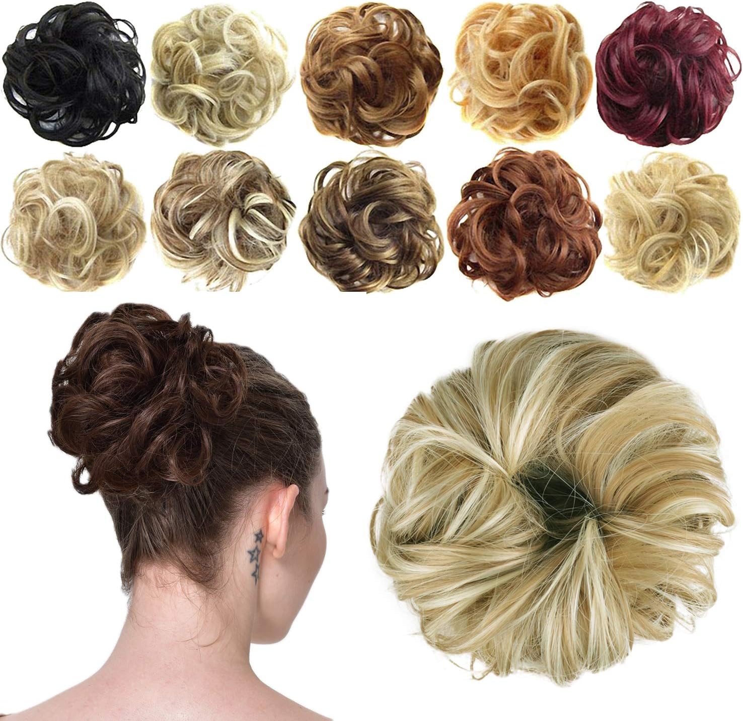 Feshfen Synthetic Hair Bun Extensions Messy Hair Scrunchies Hair
