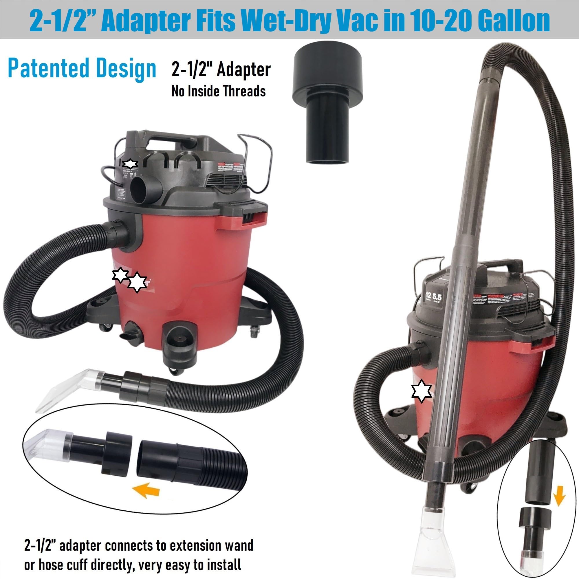 Happy Tree Universal Fits All Brands' Shop Vacs with 2-1/2