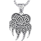 HAQUIL Bear Necklace, Viking Slavic Bear Head Paw Pendant, Animal Jewelry Gift for Men