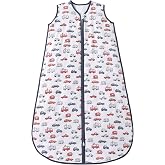 TADO MUSLIN Baby Sleep Sack 2-4 T 95% Rayon from Bamboo 5% Spandex Boys &amp; Girls Wearable Blanket 1.0 TOG Soft Toddler Sleeping Sack 2- Way Zipper X-Large Midweight Car Truck