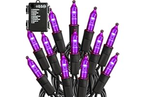 TW SHINE Battery Operated Halloween Lights, 50 LED 16FT Purple Halloween Lights Outdoor, Waterproof Mini String Tree Lights with 8 Modes, Halloween Decorations for Indoor Patio Garden Party Decor