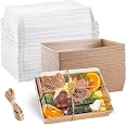 24 Pack Small Charcuterie Boxes With Clear Lids - Brown Disposable Food Containers 5.3x4.9x2.5 Inch For Desserts, Sandwiches & Party Treats
