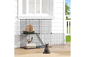 DWVO Cat Enclosure for Kittens, 2-Tier Pet Cage for Small Animals, Kitty Playpen for Indoor Outdoor Black