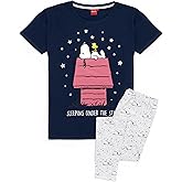 Snoopy Pajamas Ladies Womens Top Long Or Short Bottoms Options Navy Pjs