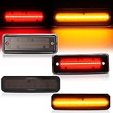 HECASA LED Side Marker Lights Compatible with 1978-1987 Chevrolet Chevy El Camino Malibu GMC Caballero Front Rear Bumper Signal Lamps Replacement for 913417 929986 (4Pcs Smoke Lens Amber Red Light)
