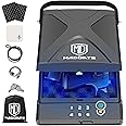 MD MADOATS Car Gun Safe, Portable Biometric Safes for Pistols with Cable, Fingerprint & Keypad & Key Access Handgun Lock Box for Vehicle Travel Home