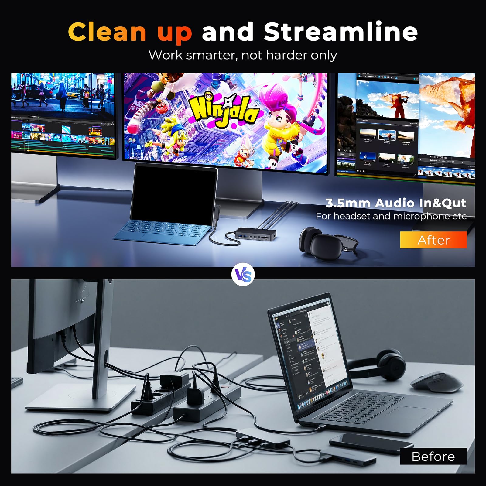 Neues Surface Dock 2 mit 72W Netzteil,12in1 Surface Dockingstation mit Dual HDMI 4K +VGA für Surface pro 11/10/9/8/X/7/6/5/4/3,Surface Laptop 7/6/5/4/3/2/1,Surface Laptop Go 1/2/3,Book 1/2/3 8
