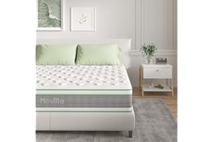 Novilla King Mattress 12 Inch Hybrid Mattress in a Box, Innerspring Mattress with Gel Memory Foam for a Cool Sleep, Pressure Relief, Medium Firm Mattress with Pillow Top, Groove
