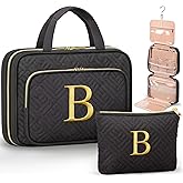 Personalized Gifts for Women, Initial Toiletry Bag Hanging Travel Organizer & Makeup Cosmetic Bag with Embroidery Letter Teacher Appreciation Gift Birthday Valentines Gifts for Mom Wife Friend Sister