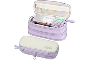 Tergopa Large Pencil Case Zipper Pencil Pouch Organizer Big Capacity Pencil Bag with Handle Portable for Girls Kids Adults Gift Pen Case for School Home Office Purple