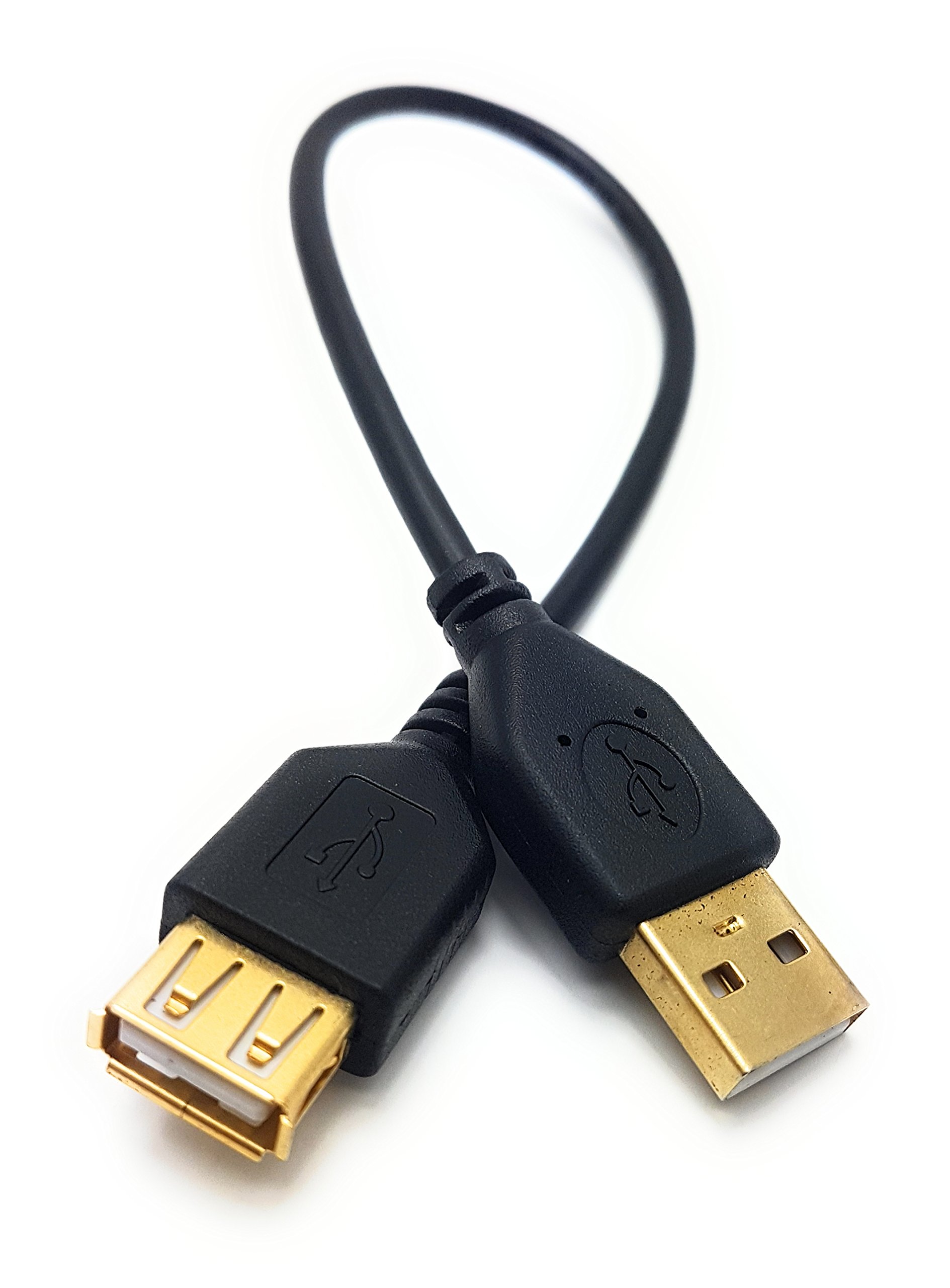 MainCore 25cm Long Gold Plated USB 2.0 Male to Female Extension Cable Lead (Available in 0.15m, 0.25m, 0.30m, 0.50m, 1m, 1.2m, 1.8m, 2m, 3m, 5m) (0.25m)